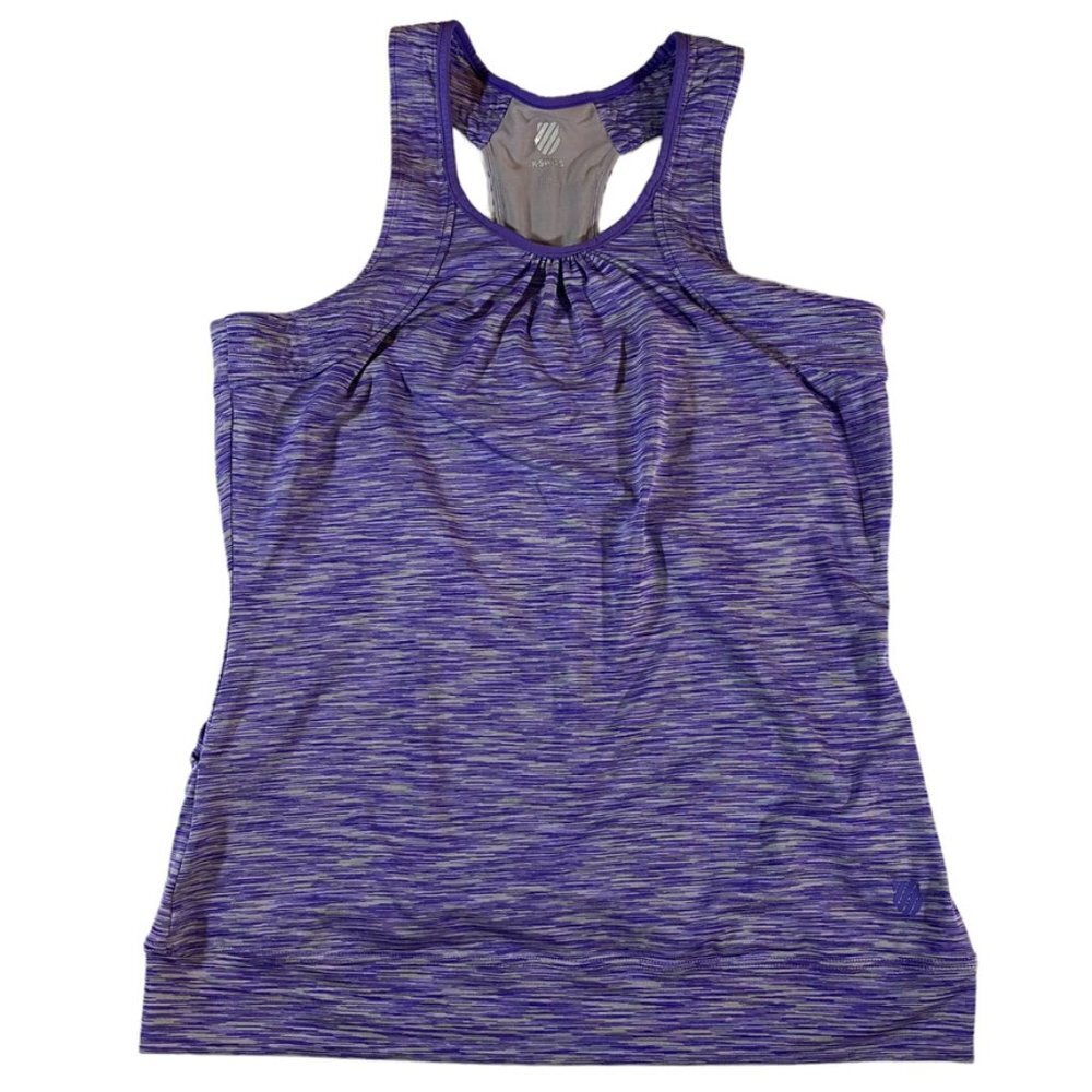 K-Swiss Purple feather fabric stretch athletic top Size Small Like new!